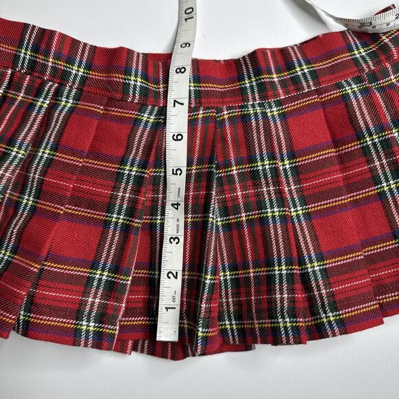 Y2K Hustler Red Plaid Pleated Micro Mini Skirt M/L Punk School Girl Sexy - Picture 10 of 11